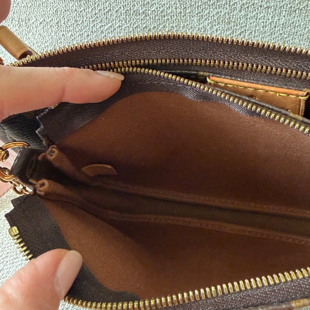 Louis Vuitton Brown Monogram Multi Pochette with Pink Strap - Picture 5 of 6
